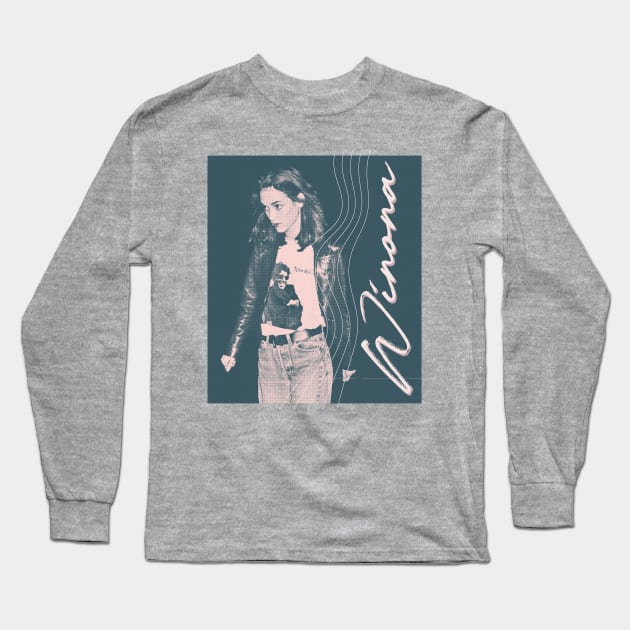 Winona Ryder /\ 1990s Style Duotone Aesthetic Long Sleeve T-Shirt by unknown_pleasures